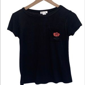 White Fawn Rose Graphic Pocket Front Short Sleeve Tee
